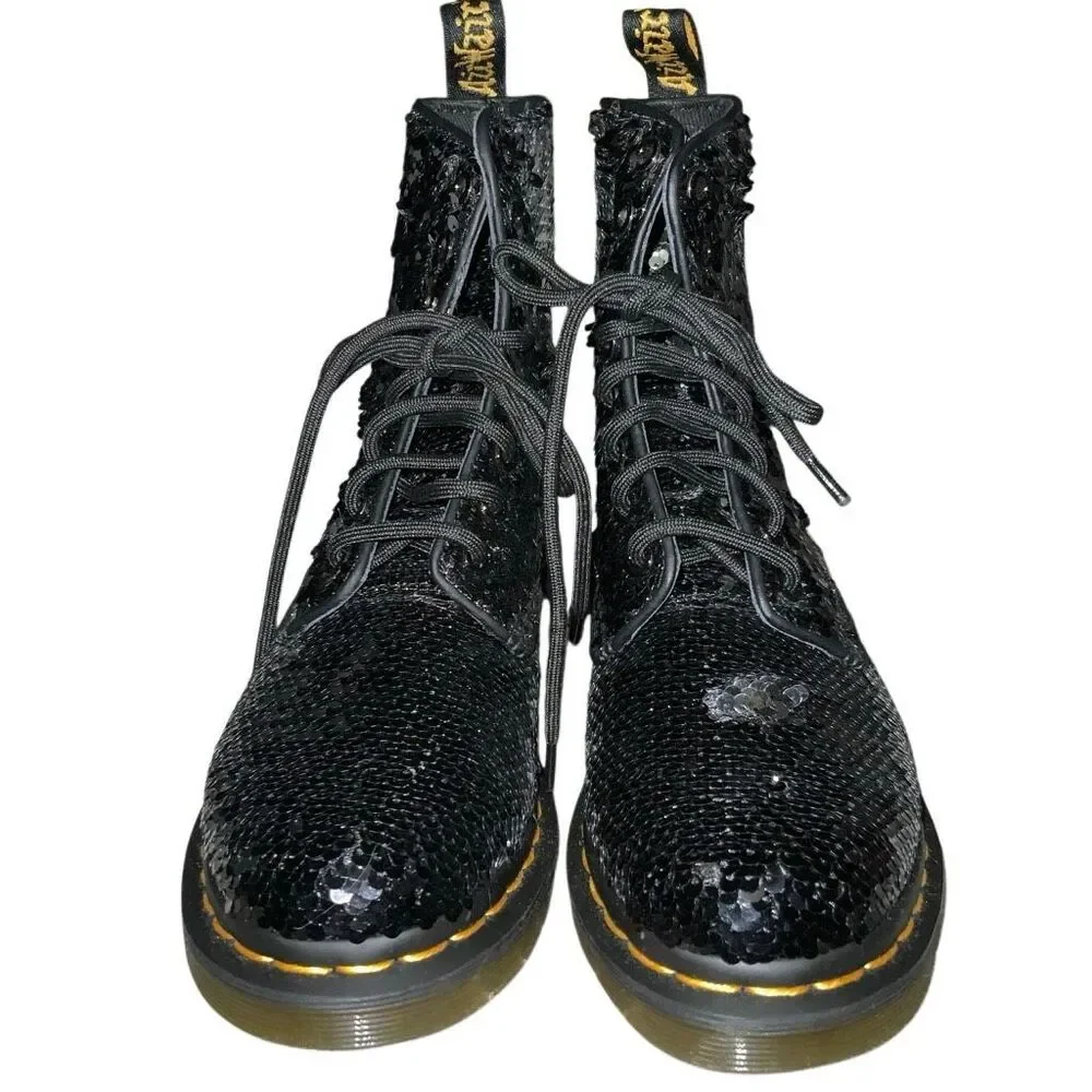 Dr Martens 1460 Pascal Reversible Sequin Black Boots kids size 5